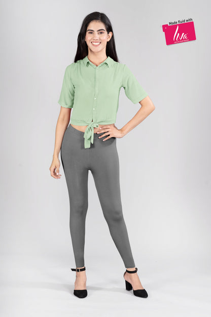 Gloomy Grey Viscose Ankle Leggings