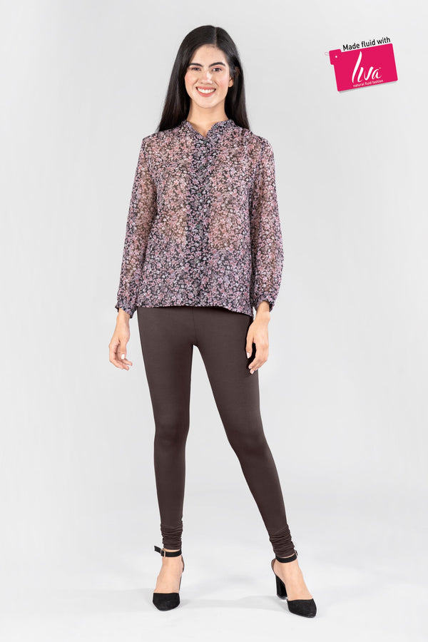 Solid Brown Viscose Churidar Leggings