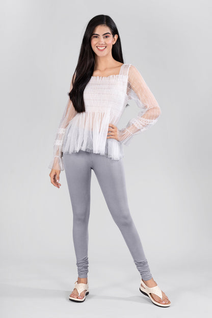 Grey Cotton Churidar Leggings