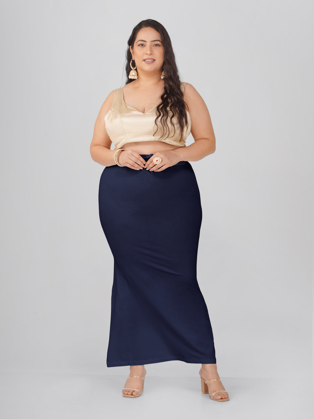 Navy Plus Size Saree Shapewear