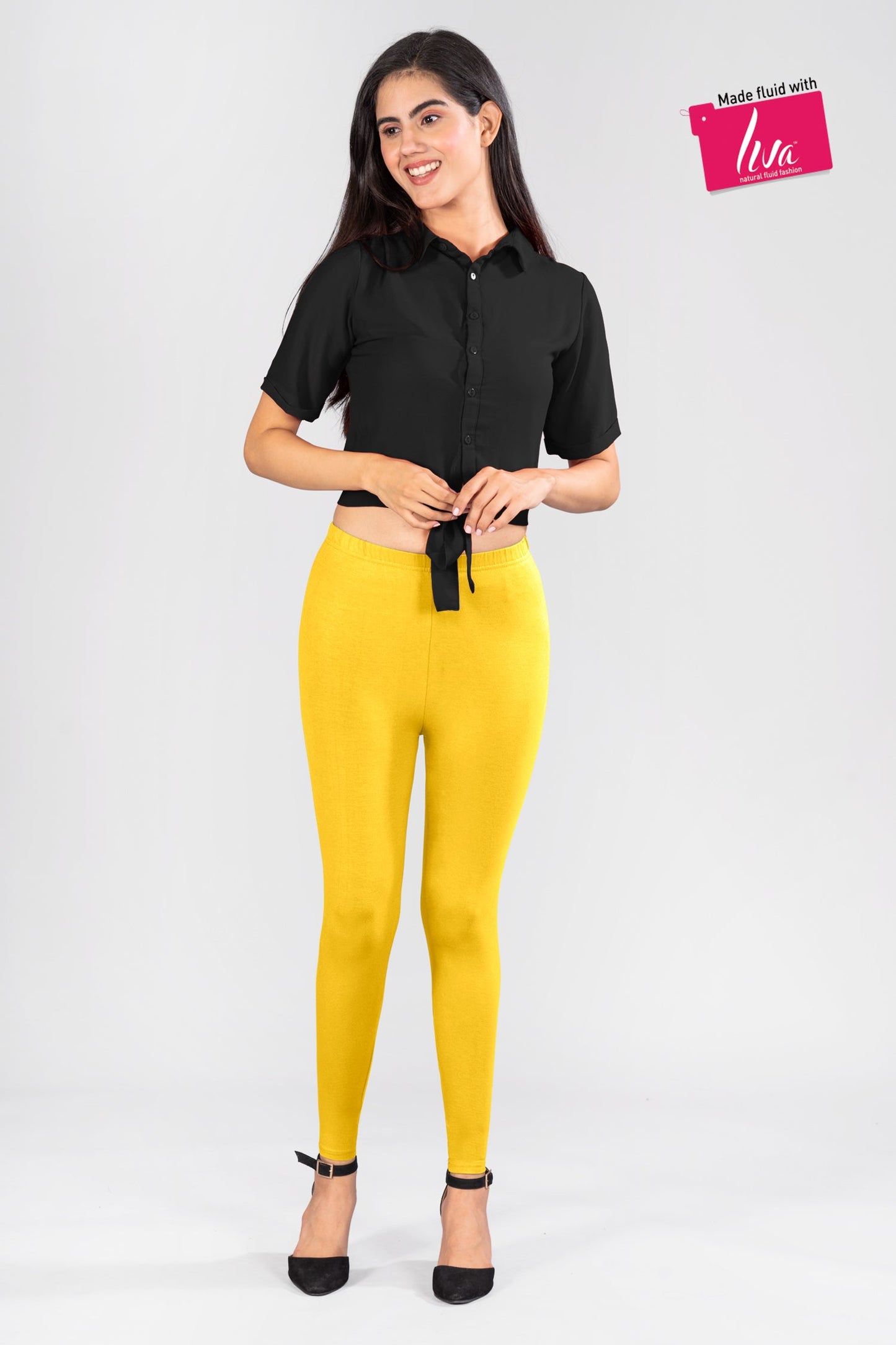 Golden Delight Viscose Ankle Leggings