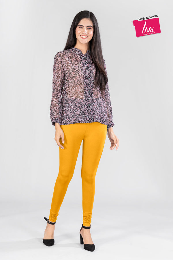 Crimson Yellow Viscose Churidar Leggings