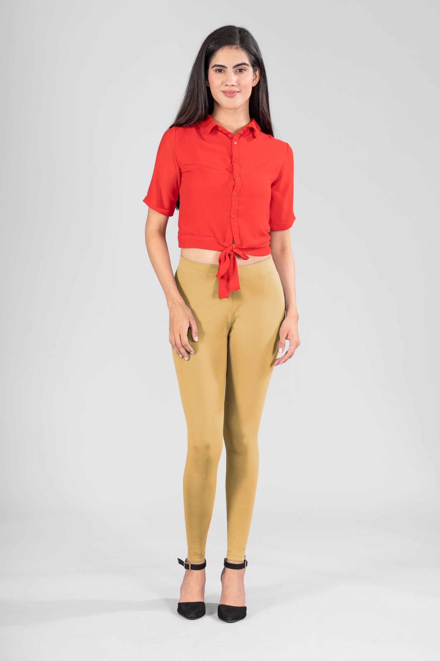 Stone Cotton Ankle Leggings