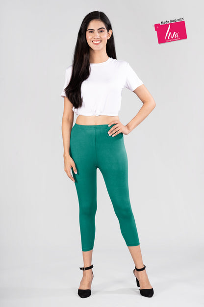 Serene Green Viscose Capri Leggings