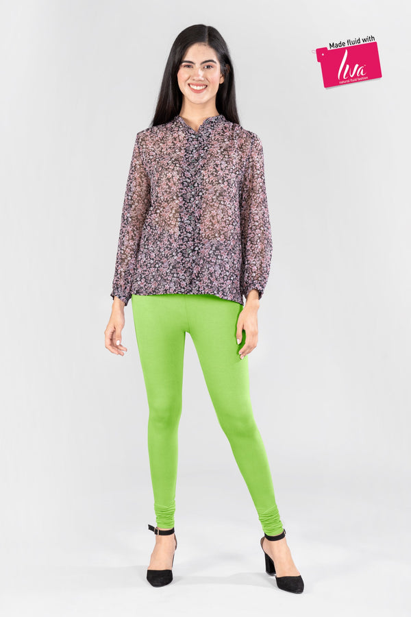 Mystic Green Viscose Churidar Leggings