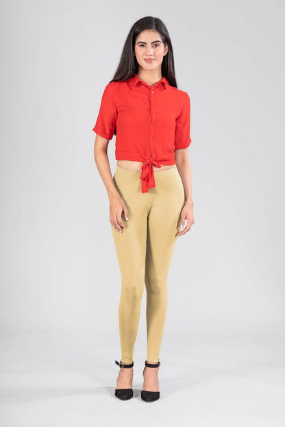 Skin Tone Cotton Ankle Leggings