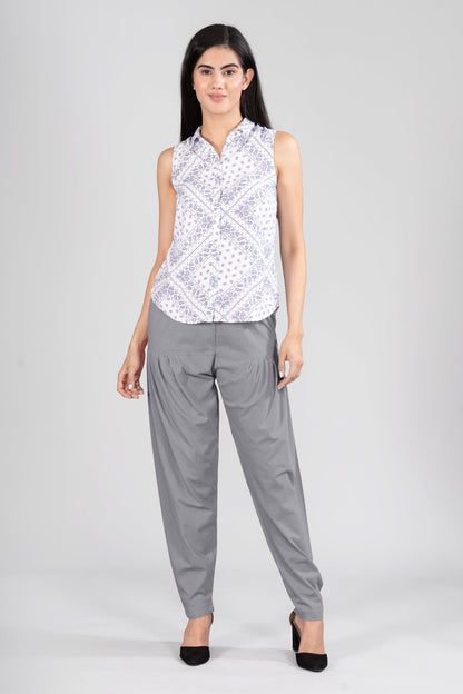 Grey Cotton Patiala Pants