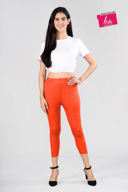 Orange Spark Viscose Capri Leggings