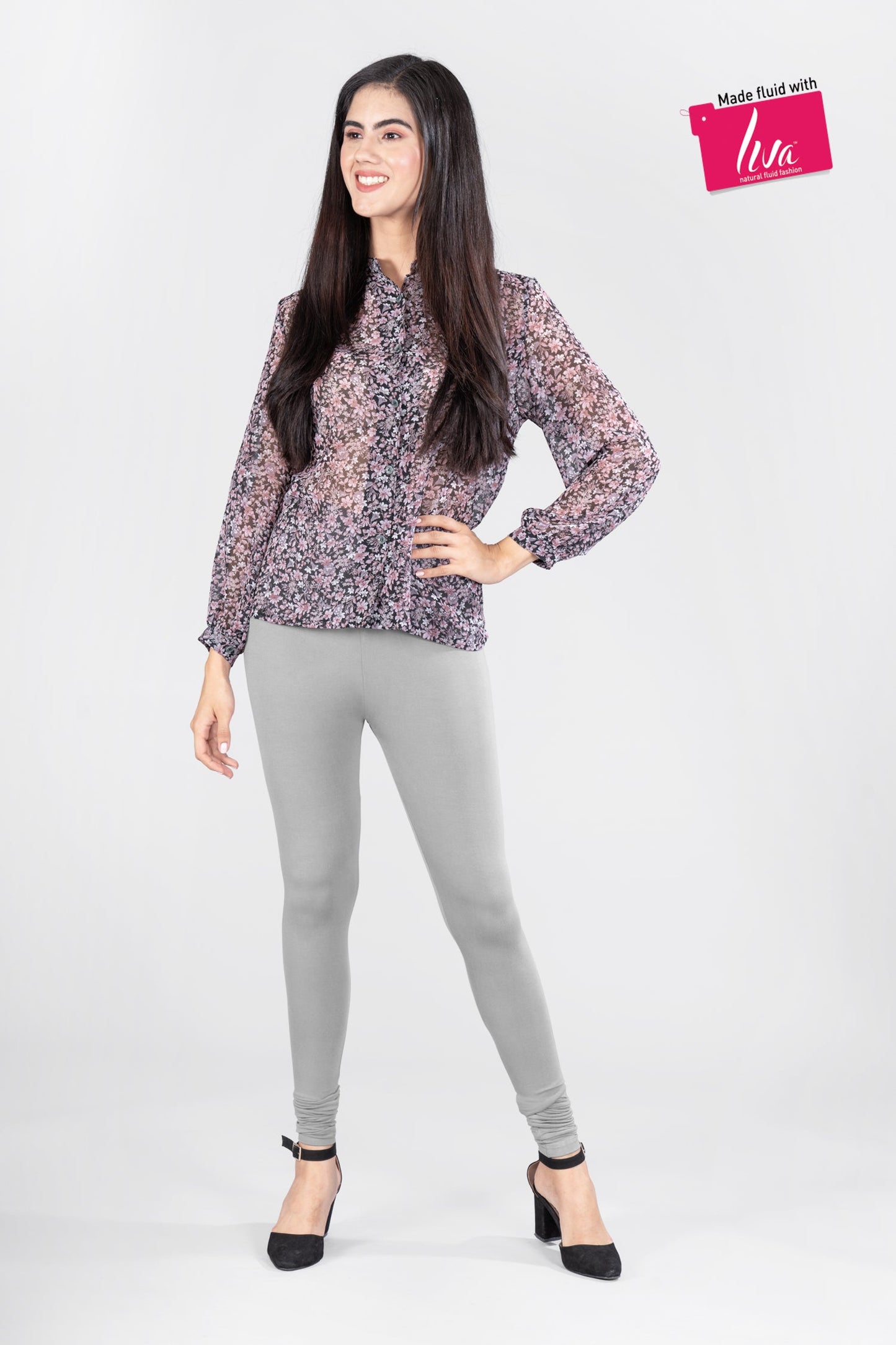 Cosmic Grey Viscose Churidar Leggings