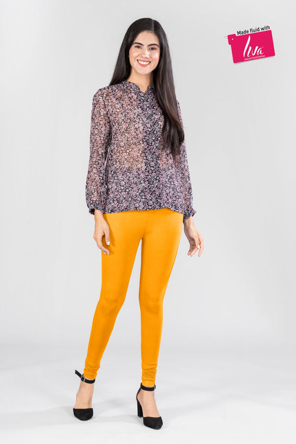 Yellow Mischief Viscose Churidar Leggings