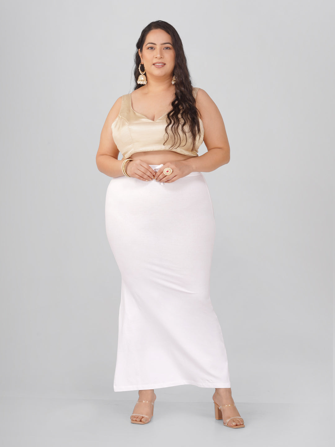 White Plus Size Saree Shapewear