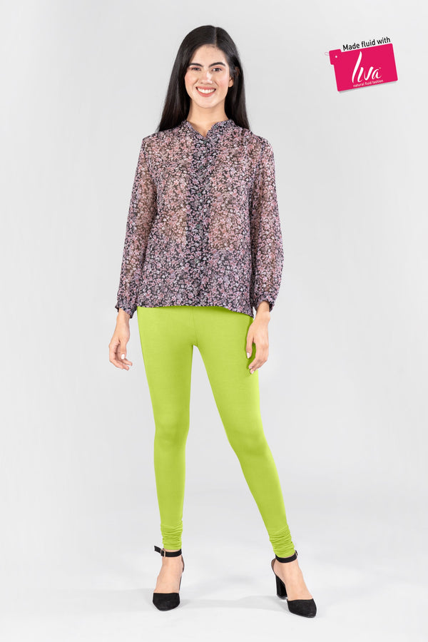 Pleasure Green Viscose Churidar Leggings