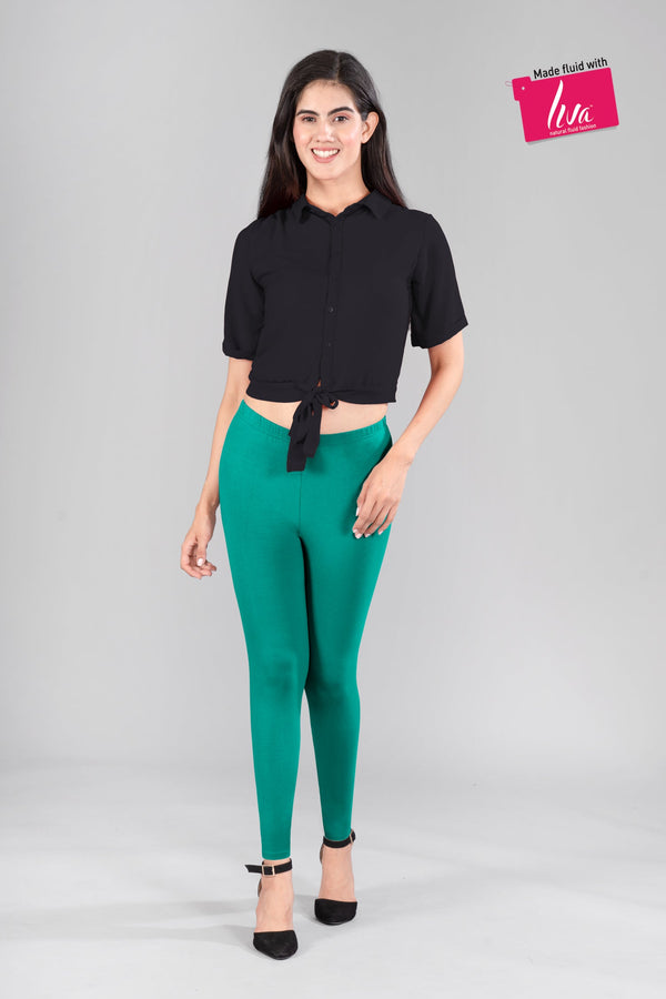 Serene Green Viscose Ankle Leggings