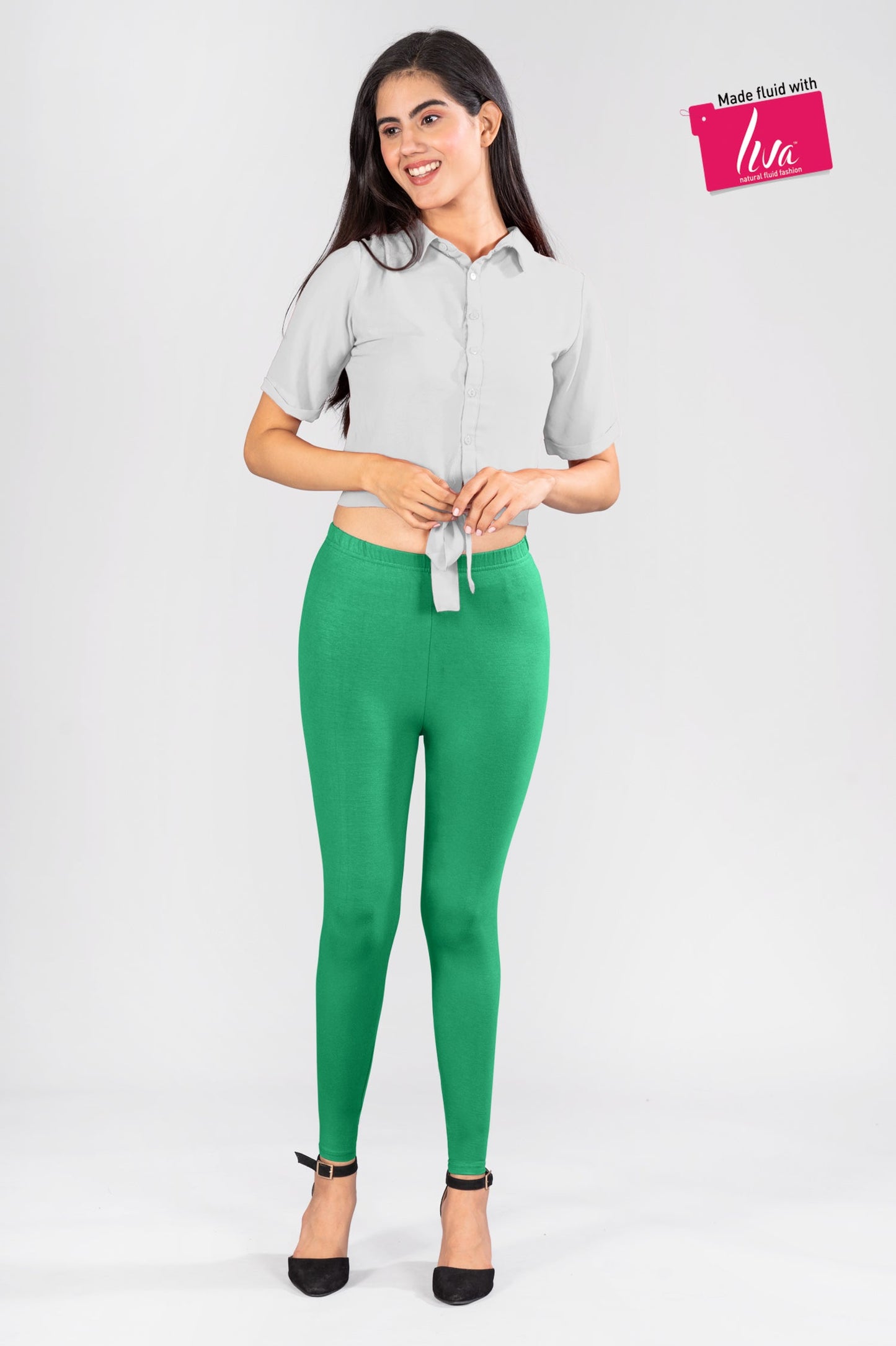 Virgin Green Viscose Ankle Leggings