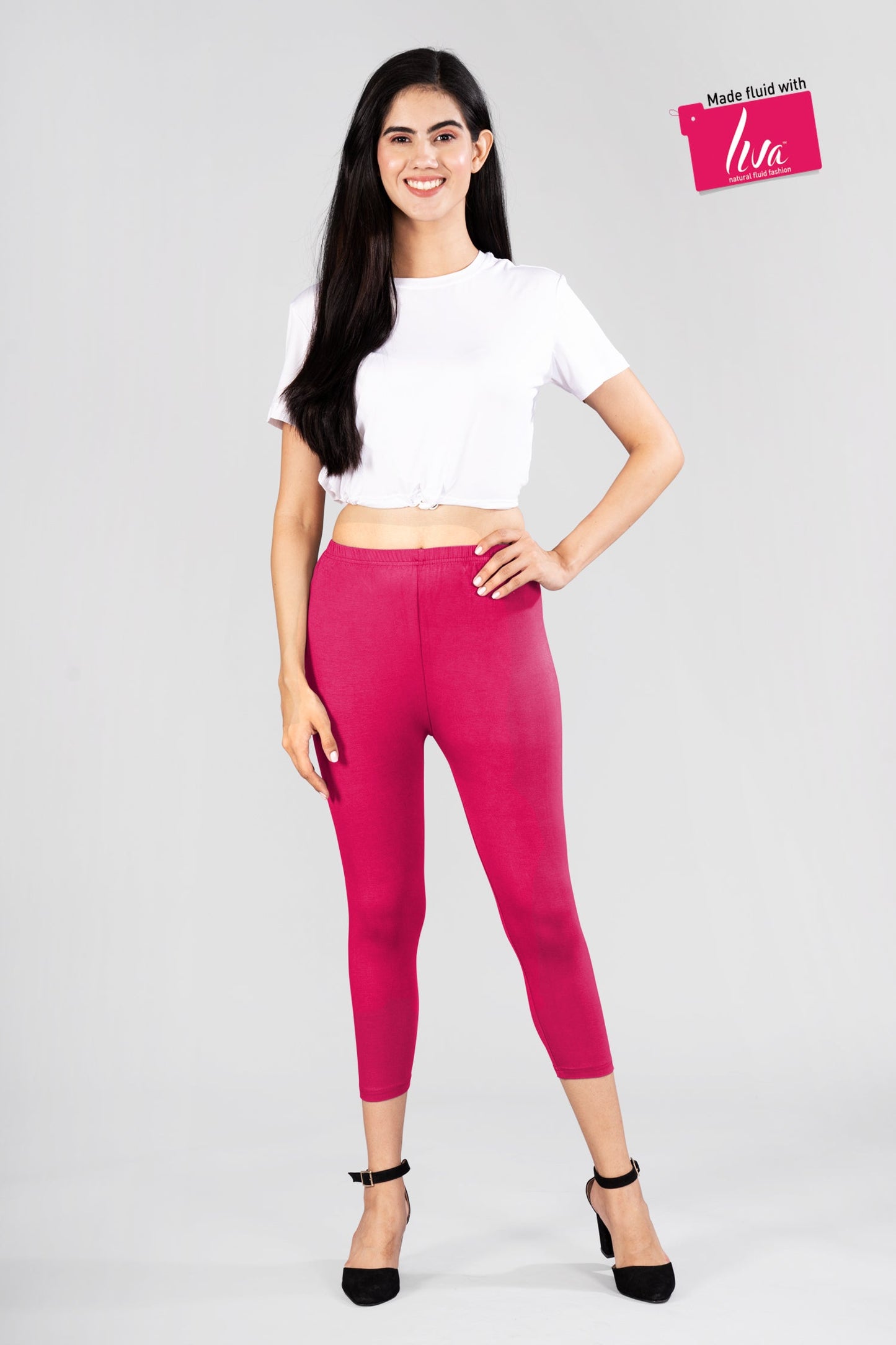 Wild Strawberry Viscose Capri Leggings