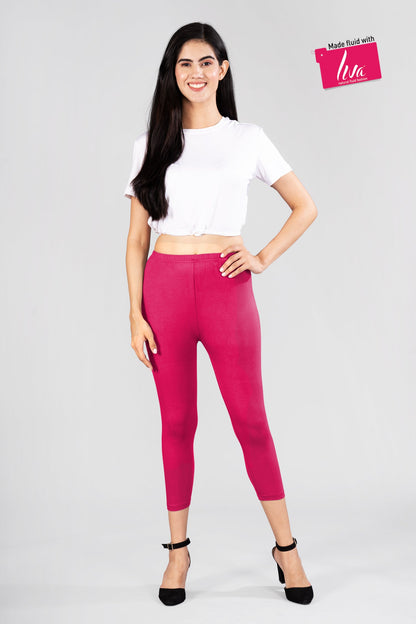 Wild Strawberry Viscose Capri Leggings