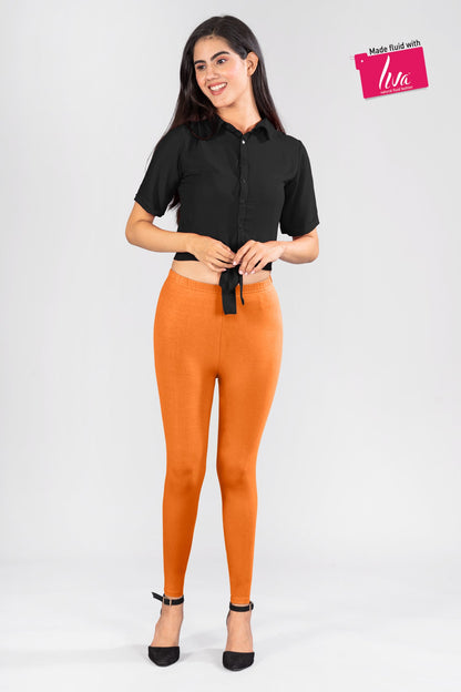 Cozy Brown Viscose Ankle Leggings