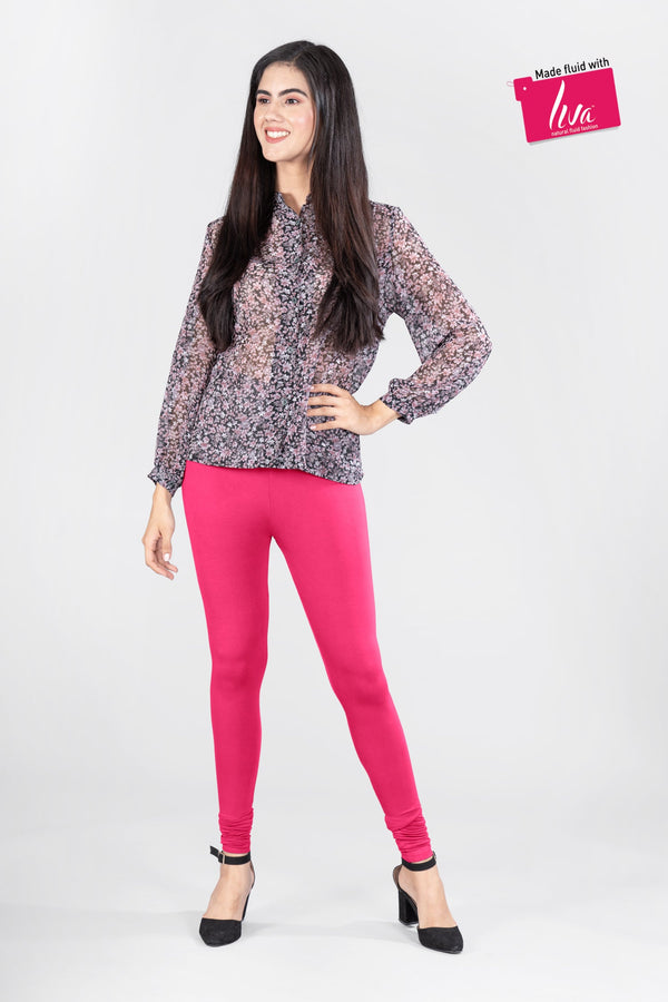 Passion Pink Viscose Churidar Leggings