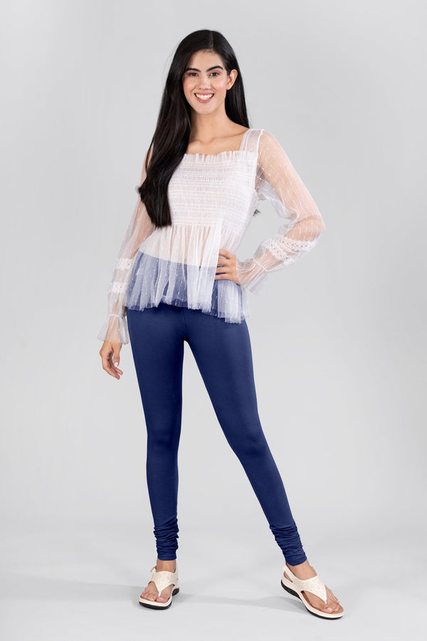 Navy Cotton Churidar Leggings