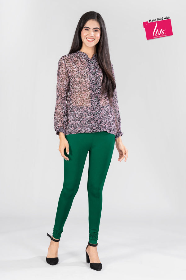 Fantasy Green Viscose Churidar Leggings