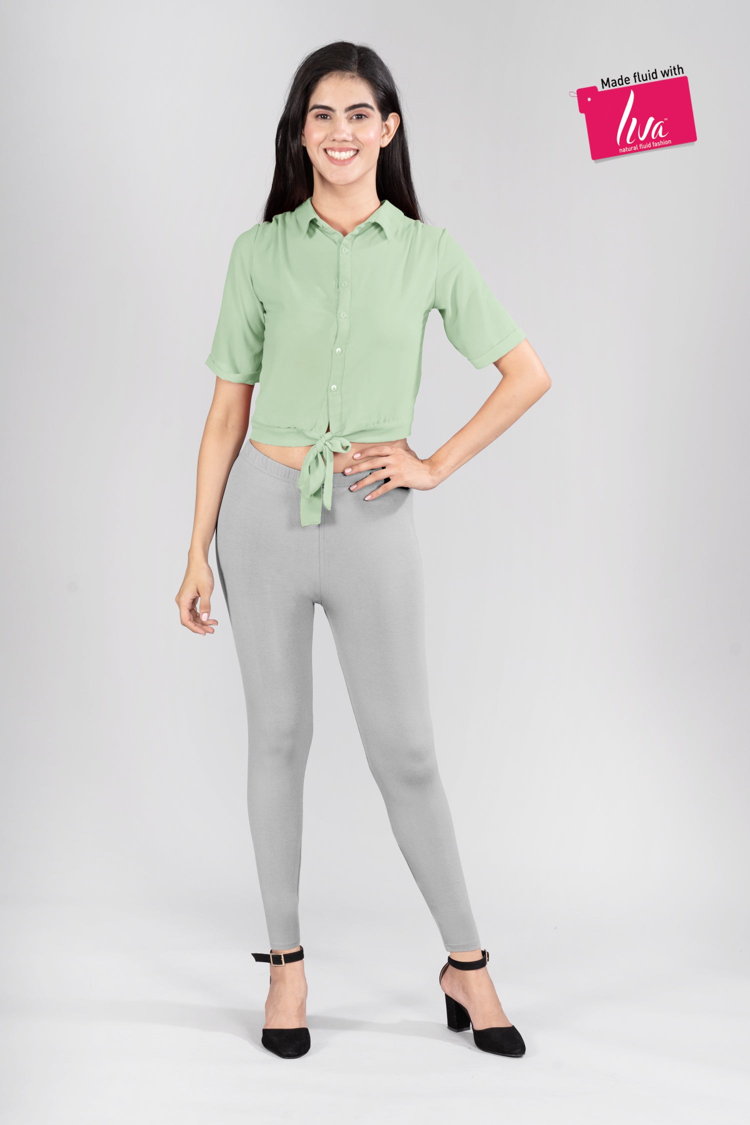 Cosmic Grey Viscose Ankle Leggings