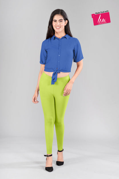 Pleasure Green Viscose Ankle Leggings