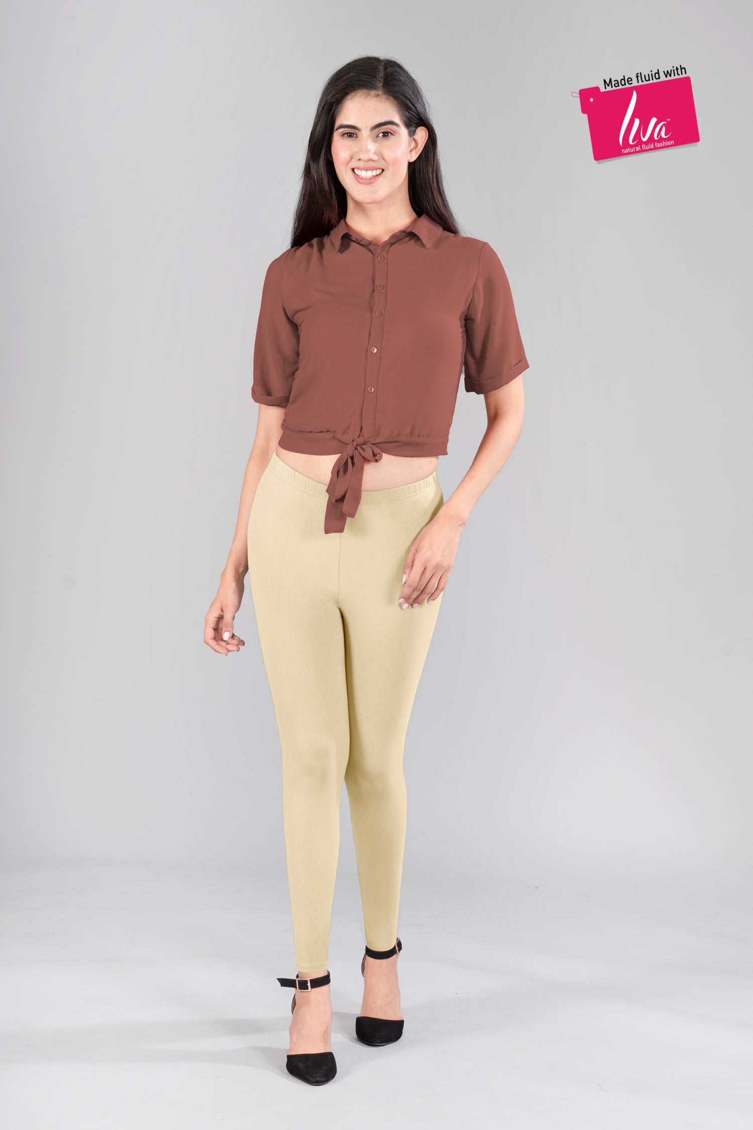 Noble Yellow Viscose Ankle Leggings