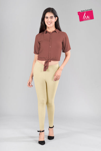 Noble Yellow Viscose Ankle Leggings