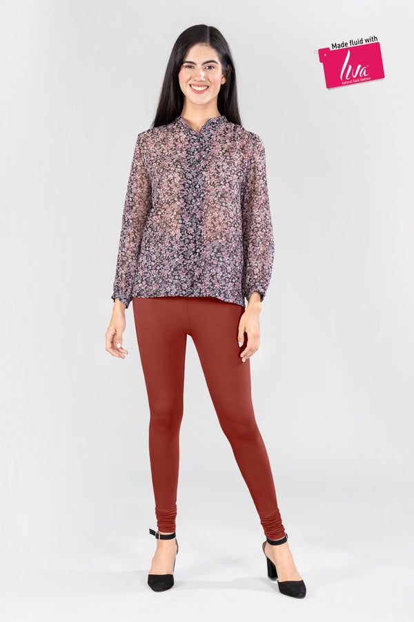 Grace Brown Viscose Churidar Leggings