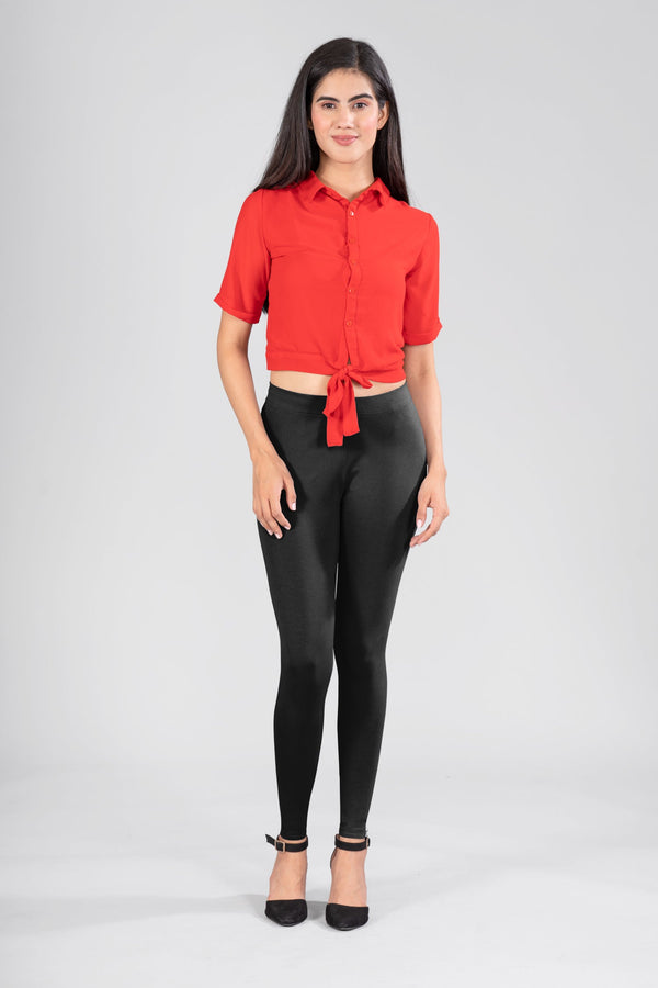 Black Cotton Ankle Leggings