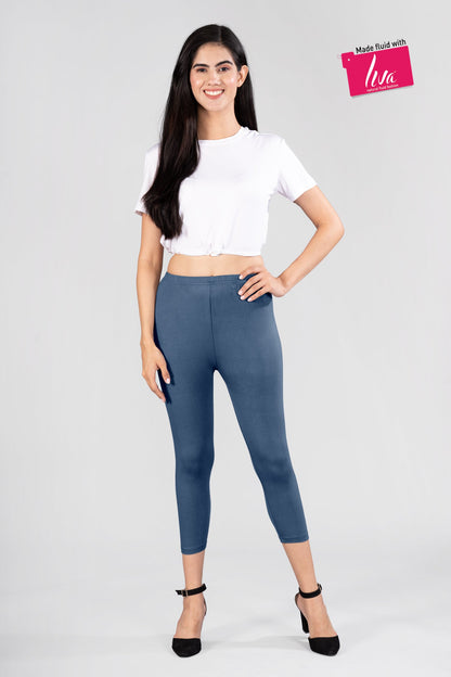 Bravo Blue Viscose Capri Leggings