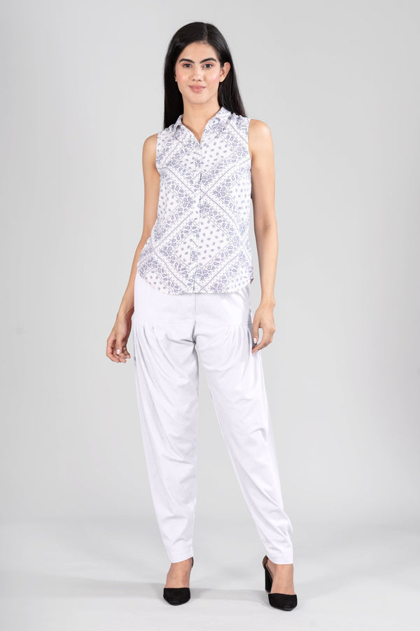 White Cotton Patiala Pants