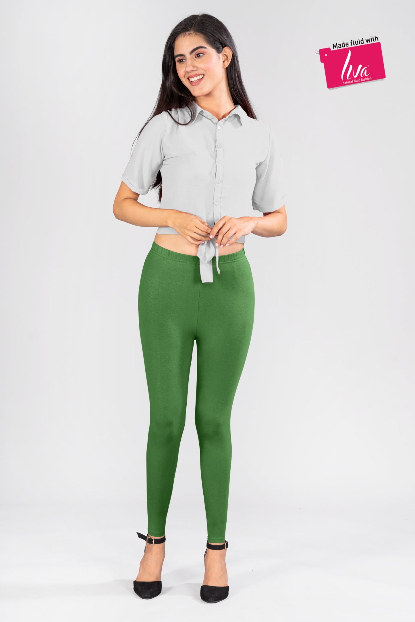 Elite Green Viscose Ankle Leggings