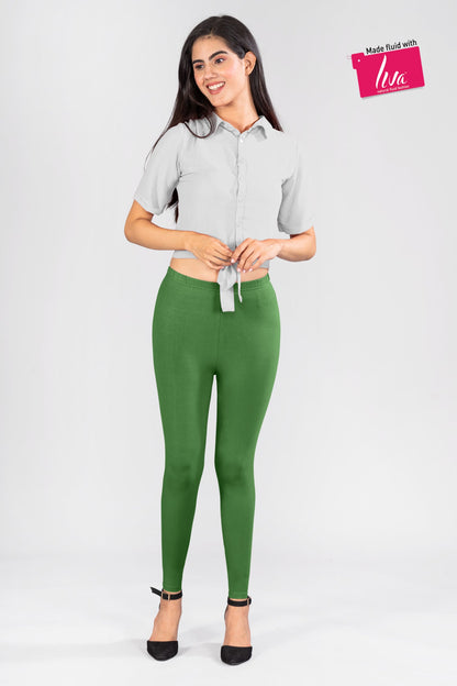Elite Green Viscose Ankle Leggings