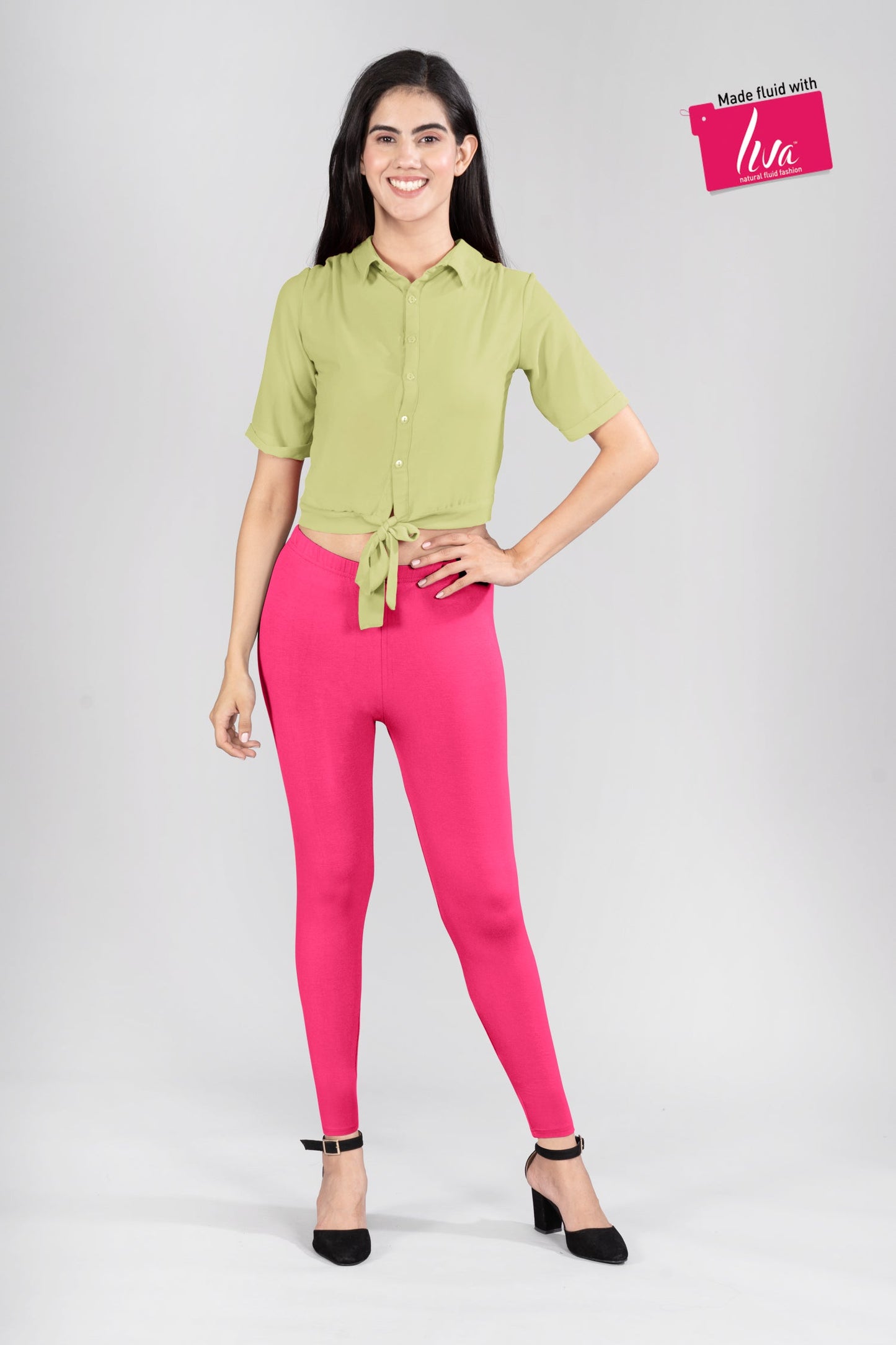 Passion Pink Viscose Ankle Leggings
