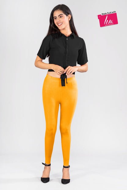 Yellow Mischief Viscose Ankle Leggings