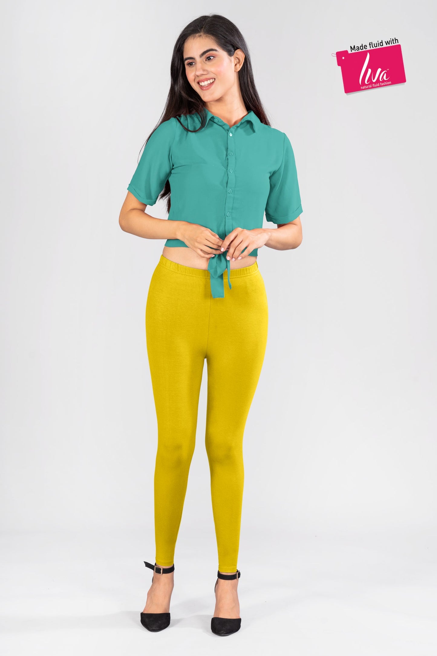 Goldenrod Glitz Viscose Ankle Leggings