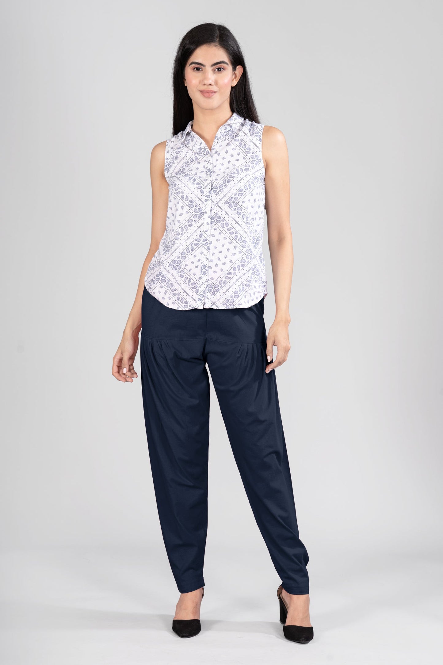 Navy Cotton Patiala Pants