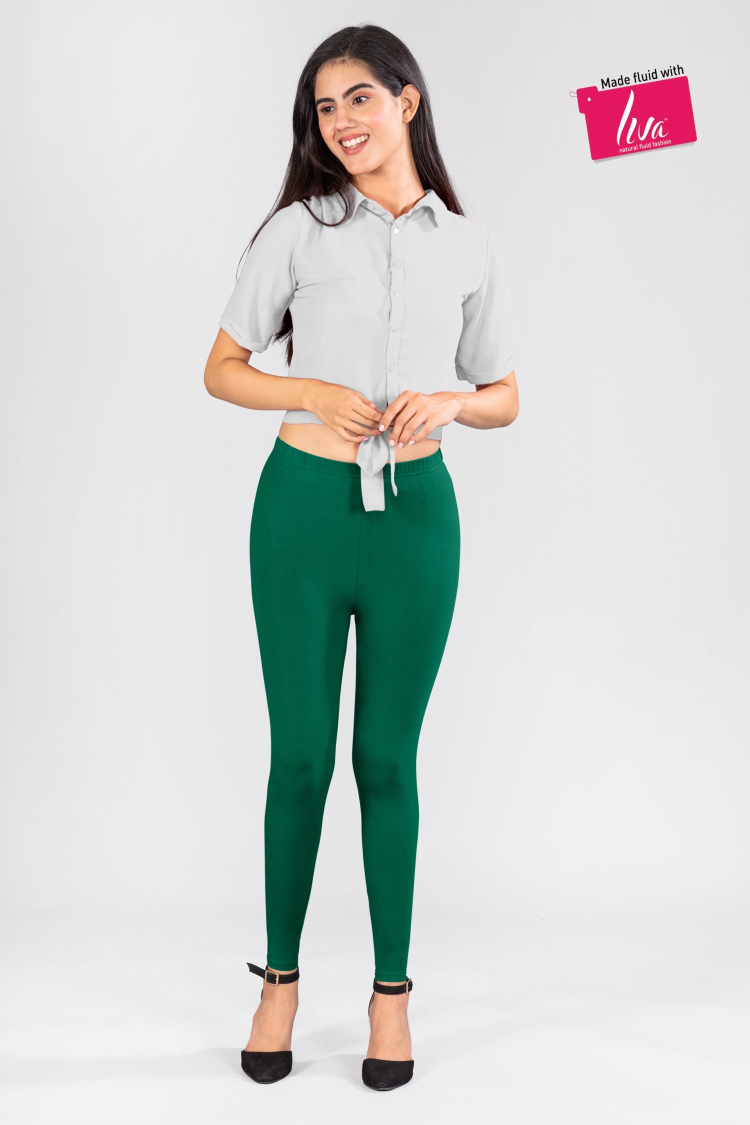 Fantasy Green Viscose Ankle Leggings