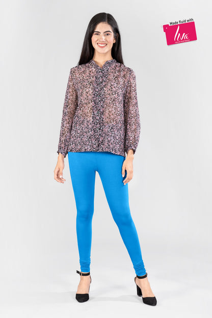 Steamy Blue Viscose Churidar Leggings