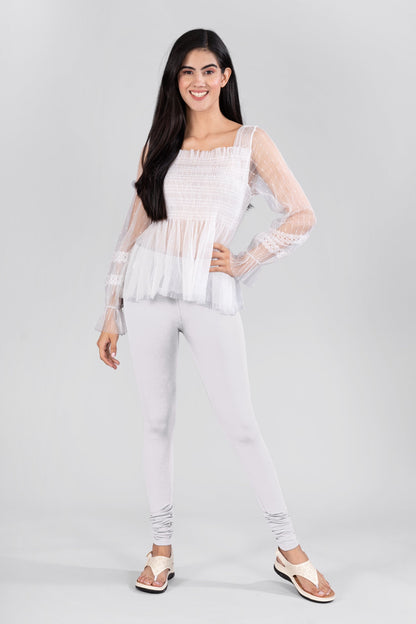 White Cotton Churidar Leggings