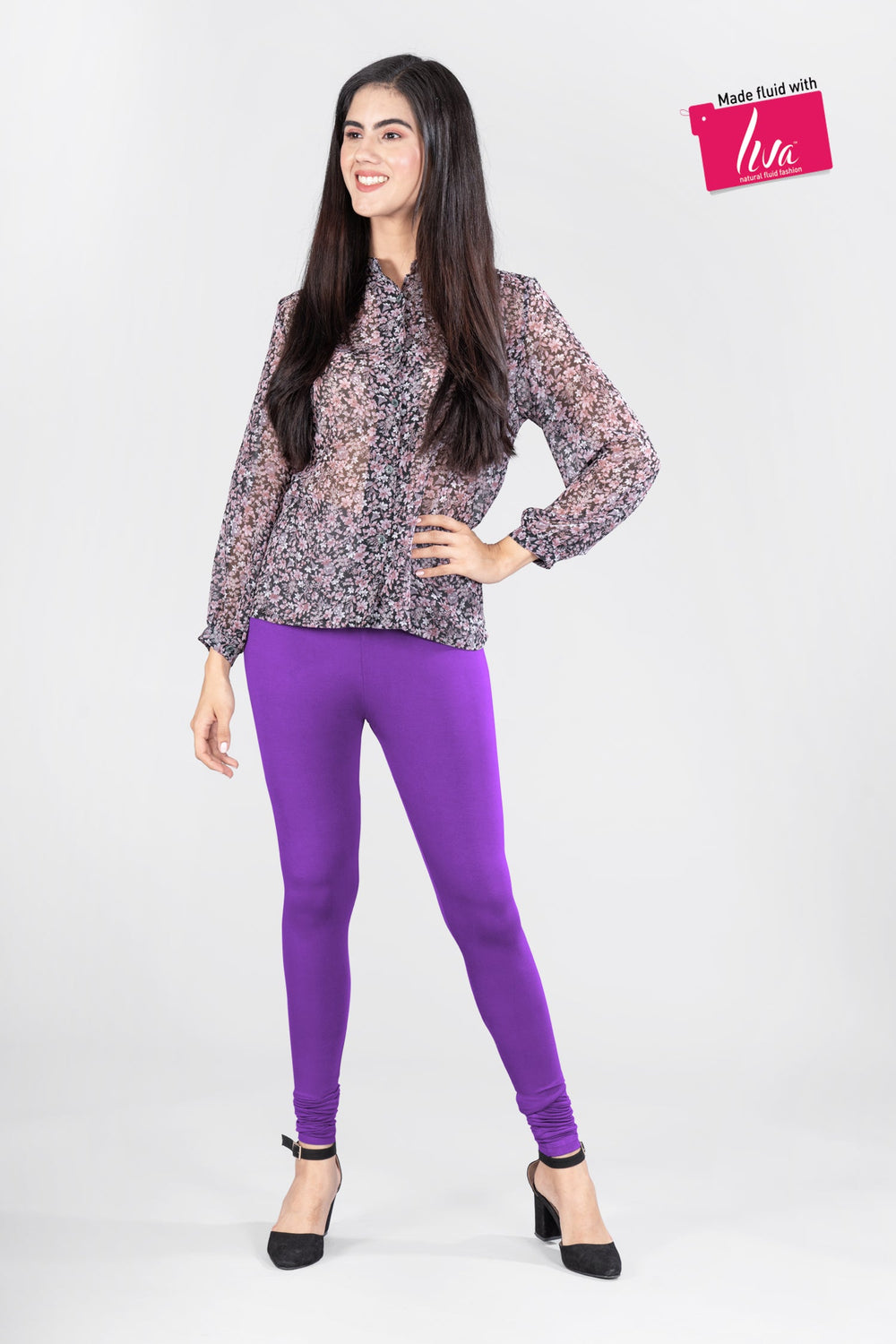 Purple Enchant Viscose Full Length Leggings