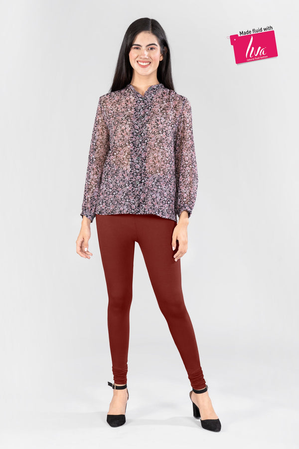 Joy Brown Viscose Churidar Leggings