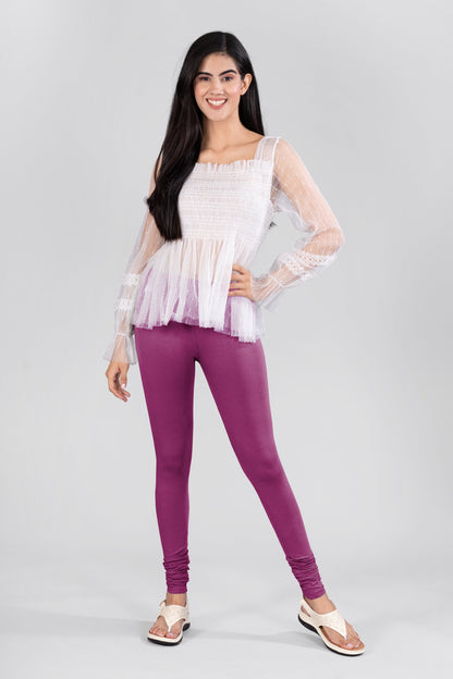 Fuchsia Cotton Churidar Leggings