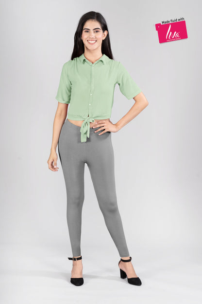 Elegant Grey Viscose Ankle Leggings