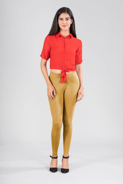 Mustard Cotton Ankle Leggings