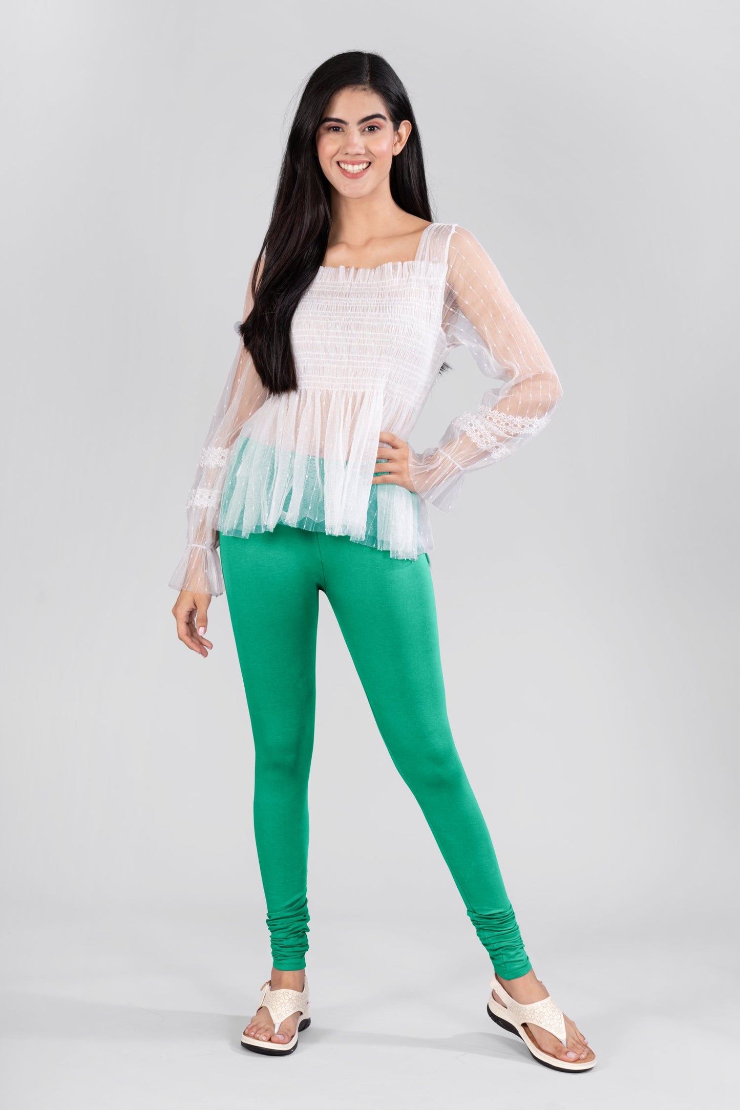 New Neon Green Cotton Churidar Leggings
