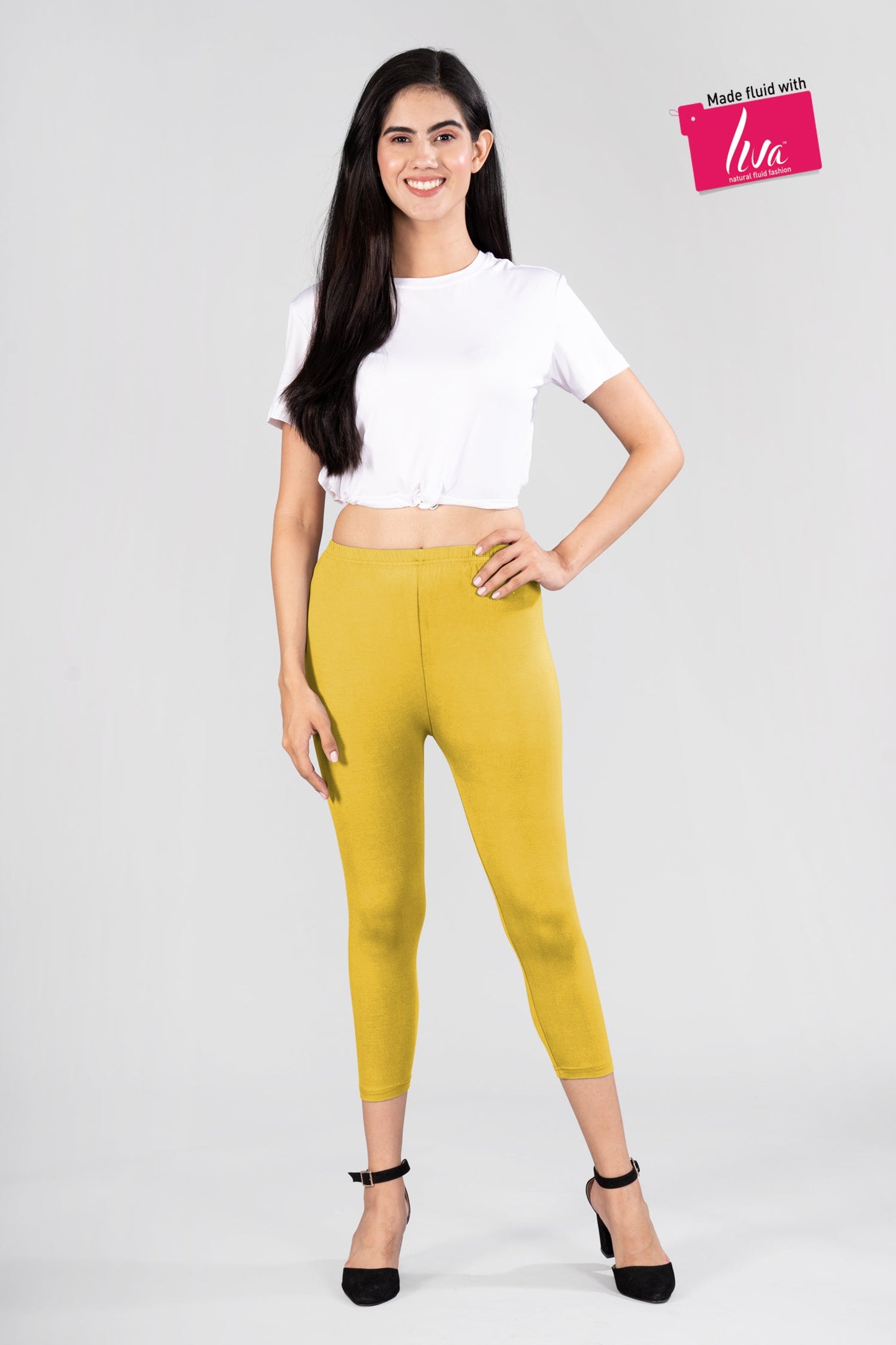 Golden Delight Viscose Capri Leggings