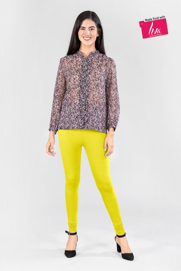Yellow Mist Viscose Churidar Leggings