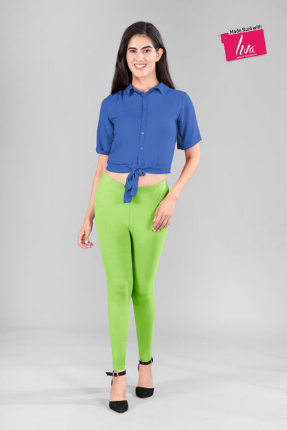 Mystic Green Viscose Ankle Leggings